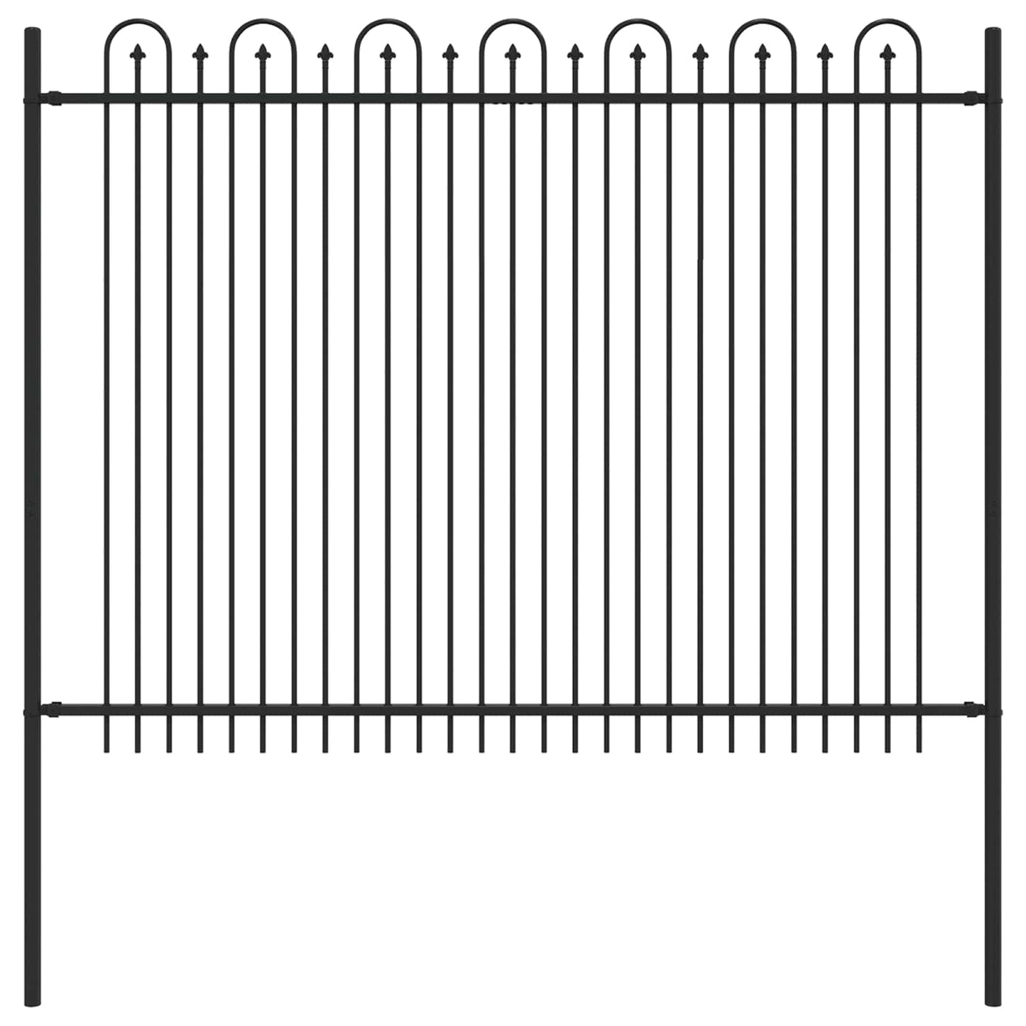 vidaXL Spike Arch Fence DRONTEN 200 x 200 cm Powder-Coated Steel Black 2