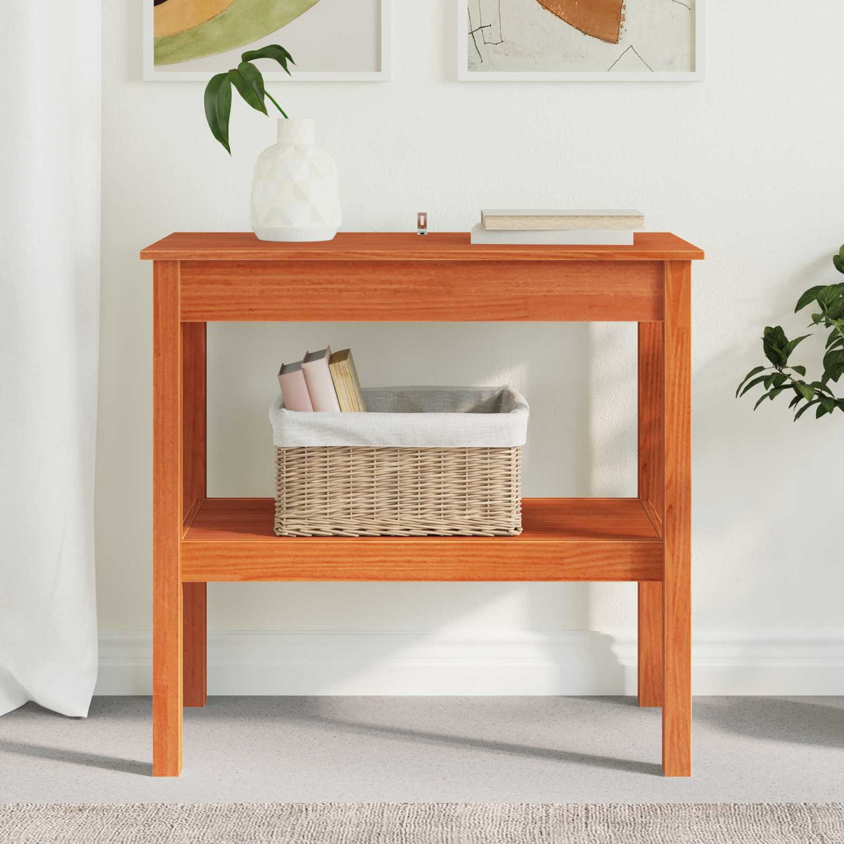 Console Table 80x40x75 cm Solid Wood Pine Wax brown 80 cm