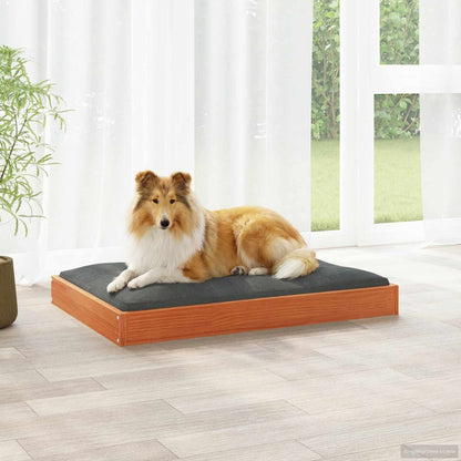vidaXL Dog Bed Wax Brown 92 x 64 x 9 cm Solid Pine Wood 1