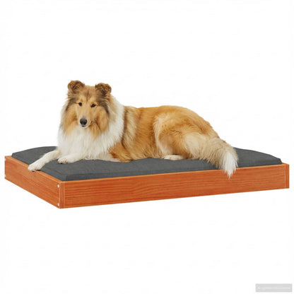 vidaXL Dog Bed Wax Brown 92 x 64 x 9 cm Solid Pine Wood 3