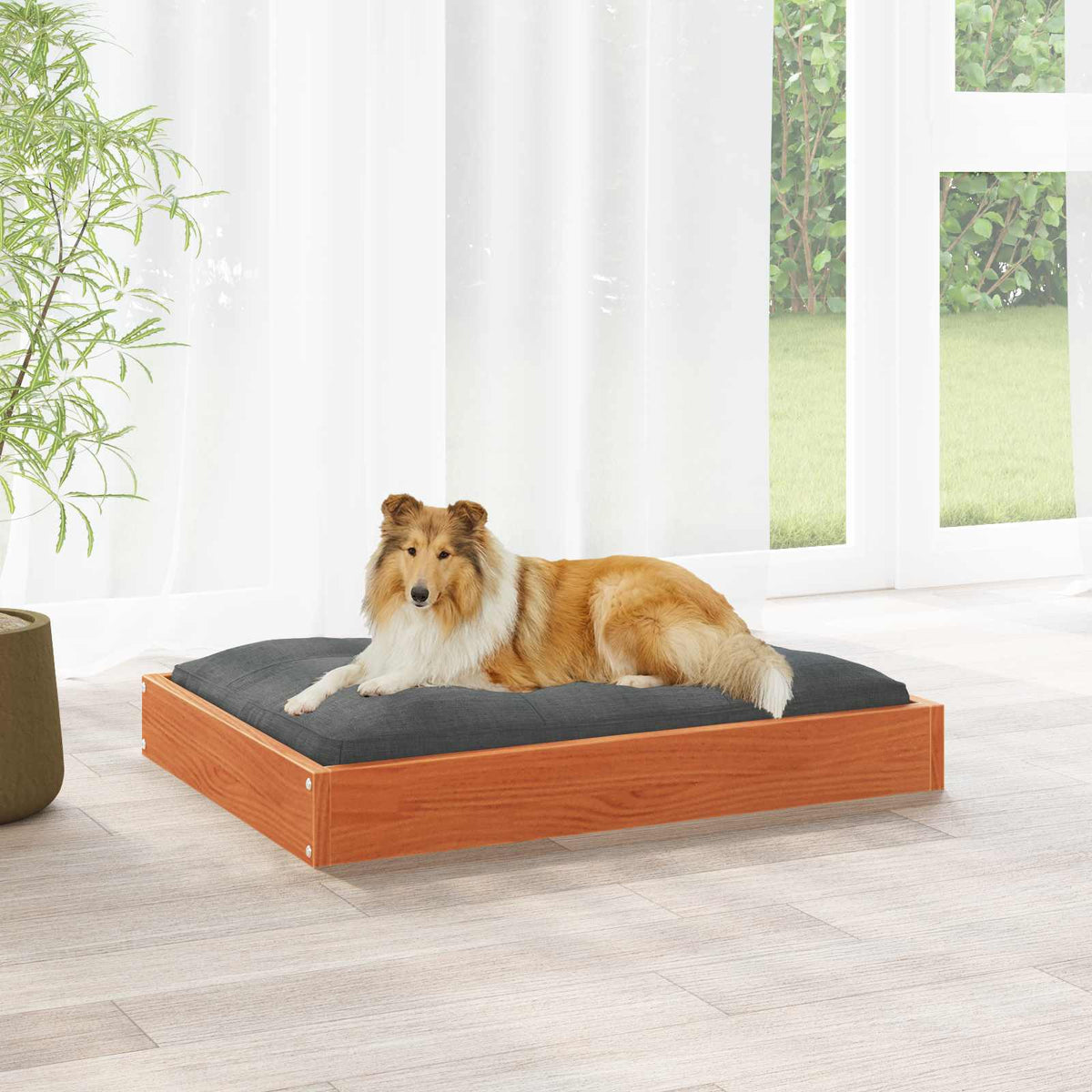 vidaXL Dog Bed 101.5 x 74 x 9 cm Solid Pine Wood 1