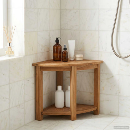 vidaXL Bathroom Side Table Natural 45 x 45 x 46 cm Solid Teak Wood 1