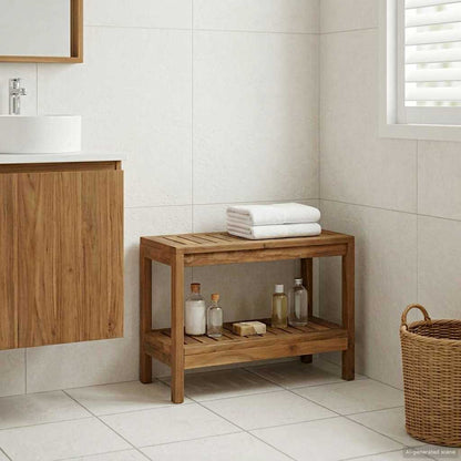Bathroom Side Table Natural Solid Teak Wood