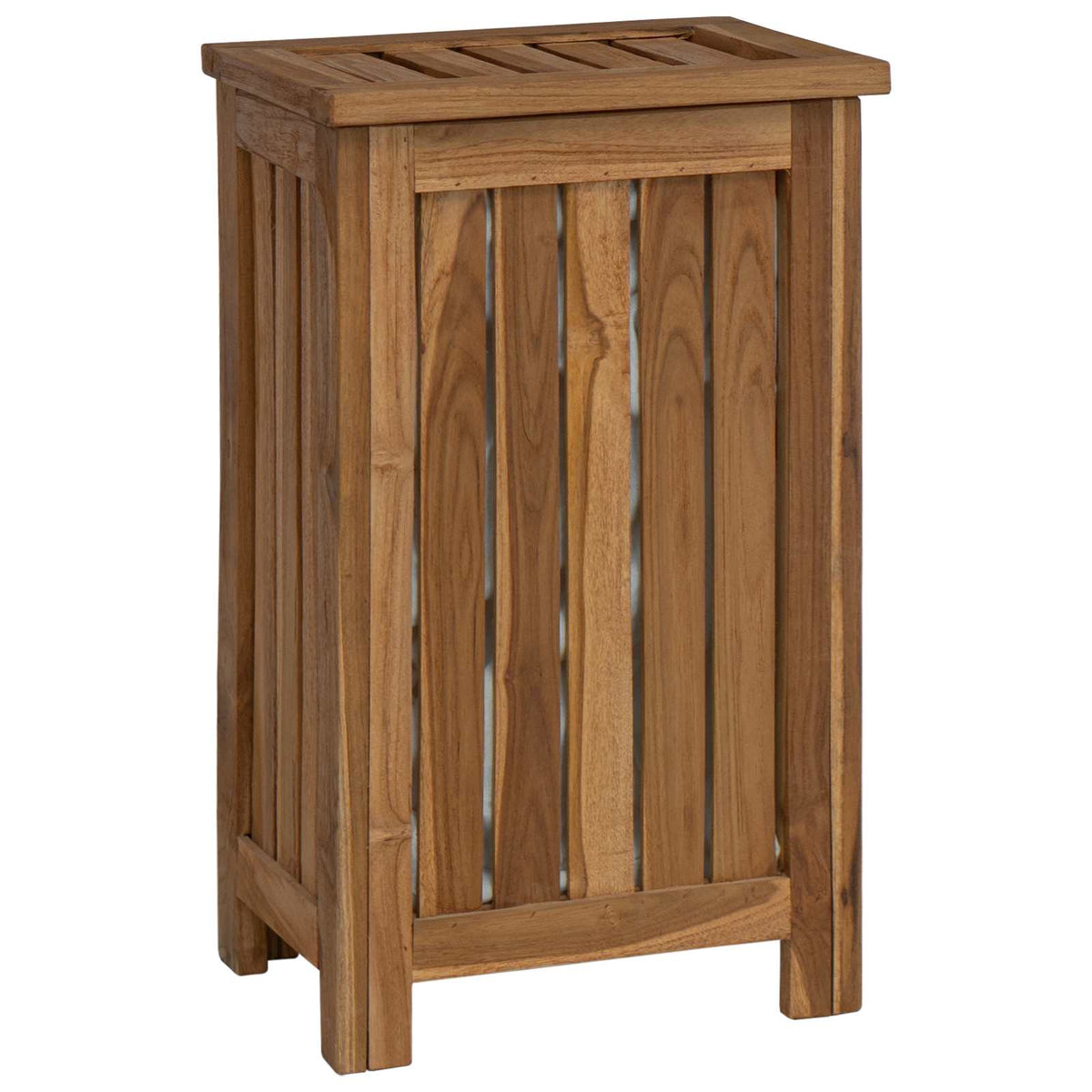 vidaXL Laundry Basket Natural Solid Teak Wood 2
