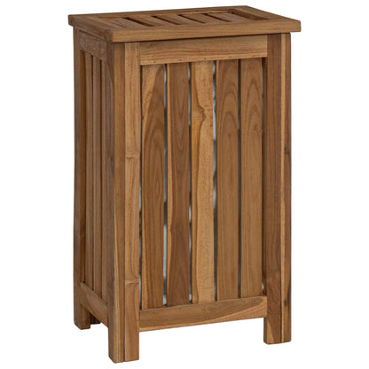 vidaXL Laundry Basket Natural Solid Teak Wood 2