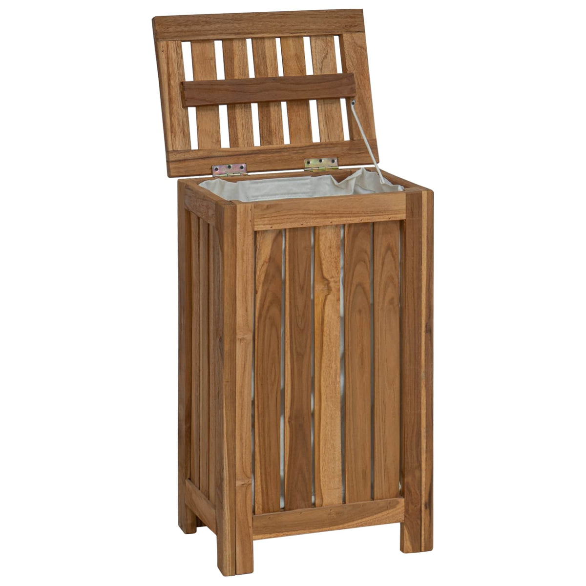vidaXL Laundry Basket Natural Solid Teak Wood 3