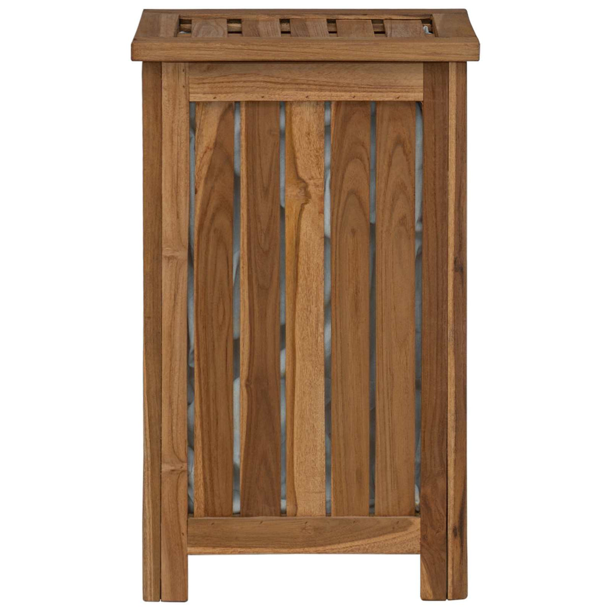 vidaXL Laundry Basket Natural Solid Teak Wood 4