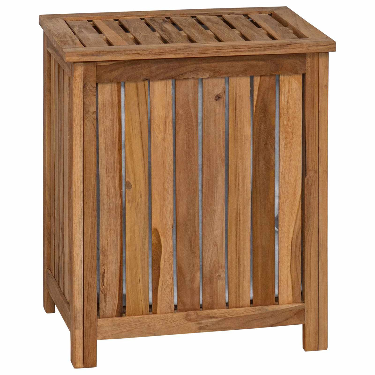vidaXL Laundry Basket Natural Solid Teak Wood 2