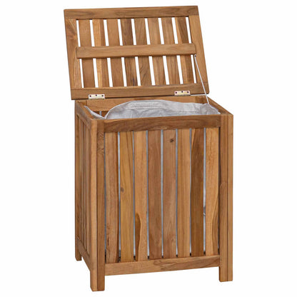 Wash Bin Solid Wood Teak 50 cm 35 cm with fabric bag