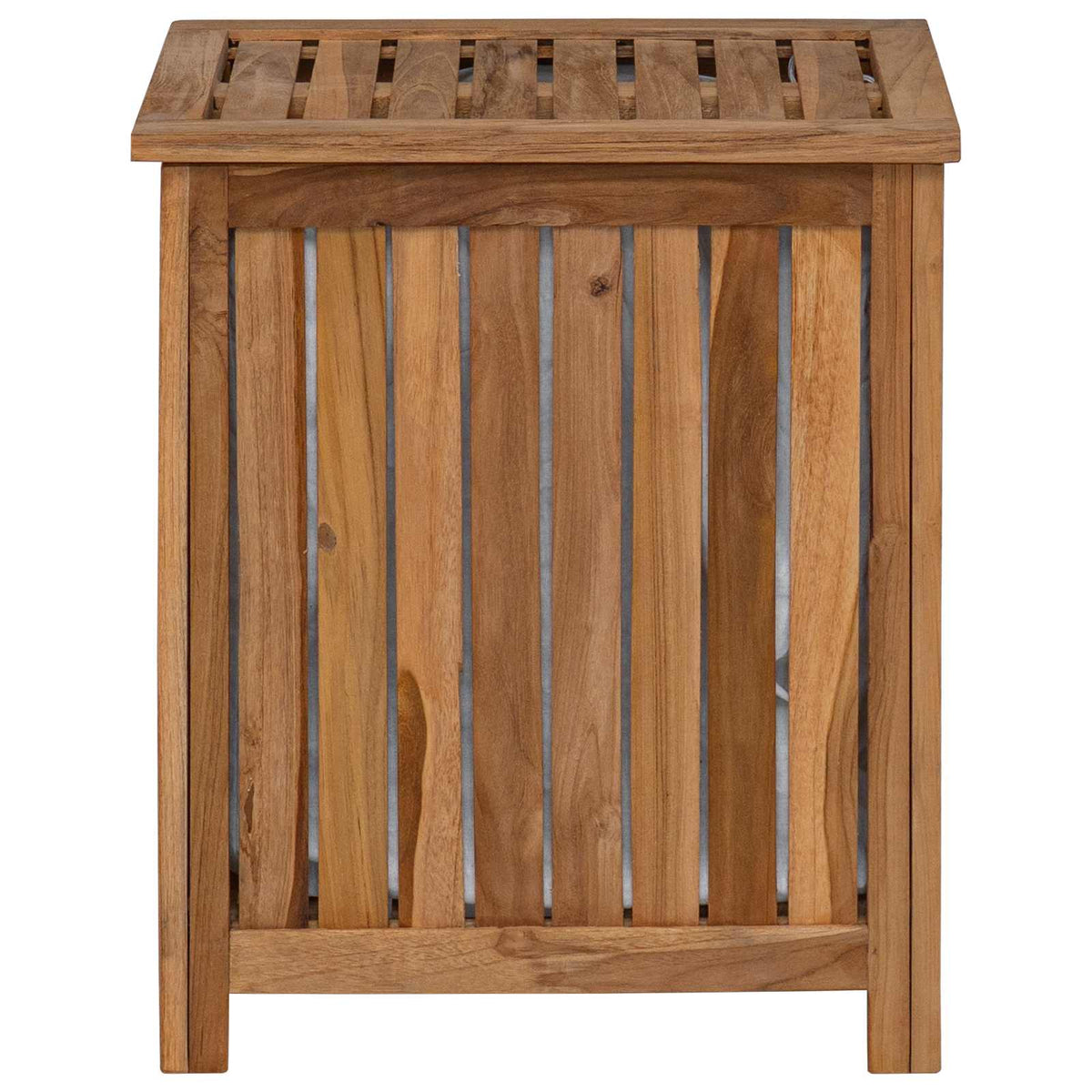 vidaXL Laundry Basket Natural Solid Teak Wood 4
