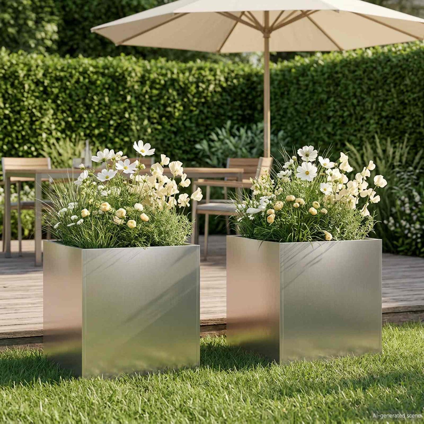 vidaXL Garden Planter 2 pcs Silver 25 x 25 x 25 cm Stainless Steel 1