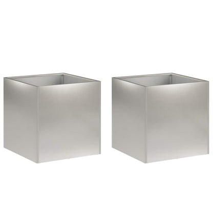 vidaXL Garden Planter 2 pcs Silver 25 x 25 x 25 cm Stainless Steel 2
