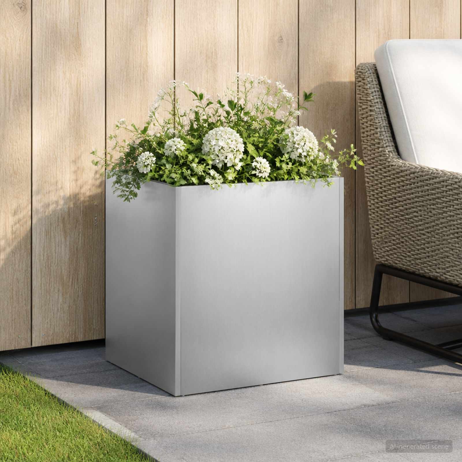 vidaXL Garden Planter Silver 35 x 35 x 35 cm Stainless Steel 1