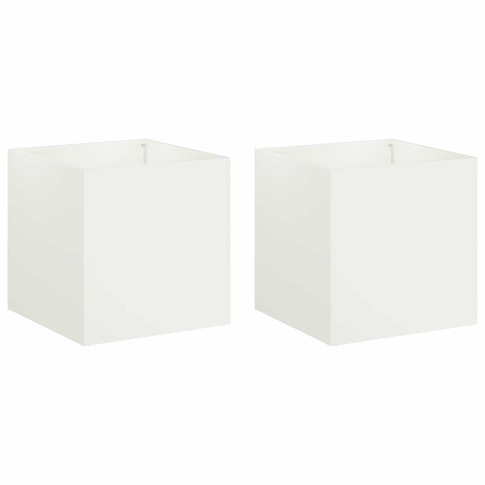 vidaXL Garden Planter 2 pcs White 45 x 45 x 45 cm Cold-rolled Steel 2