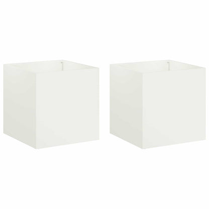 vidaXL Garden Planter 2 pcs White 45 x 45 x 45 cm Cold-rolled Steel 2