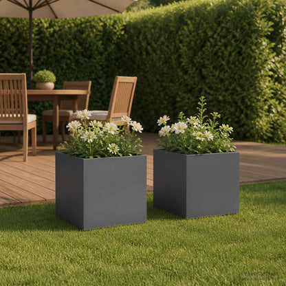 vidaXL Garden Planter 2 pcs Anthracite 45 x 45 x 45 cm 1