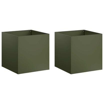 vidaXL Garden Planter 2 pcs Olive Green 45 x 45 x 45 cm 2