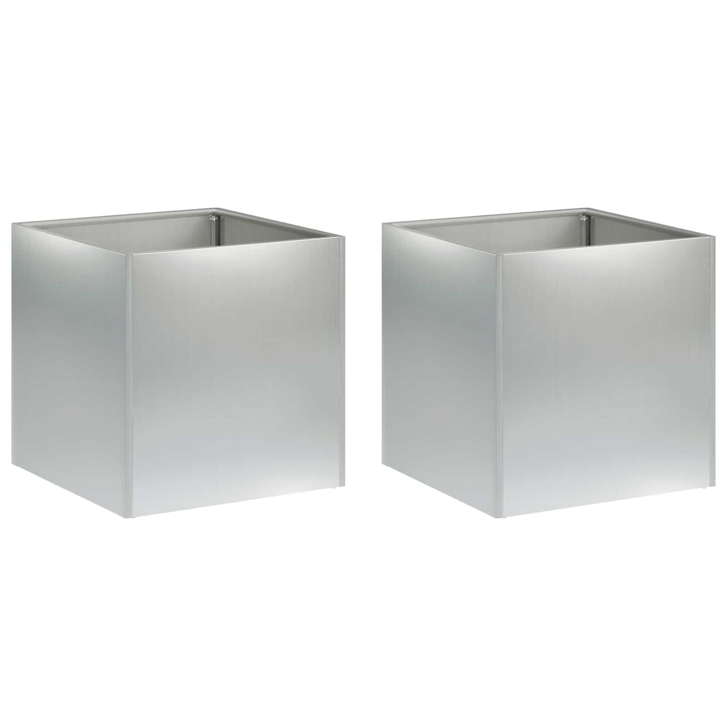 vidaXL Garden Planter 2 pcs Silver 45 x 45 x 45 cm Galvanised Steel 2