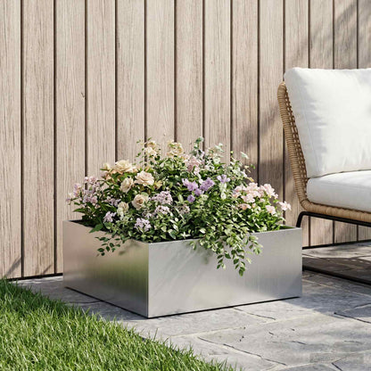 vidaXL Garden Planter Silver 40 x 40 x 20 cm Stainless Steel 1