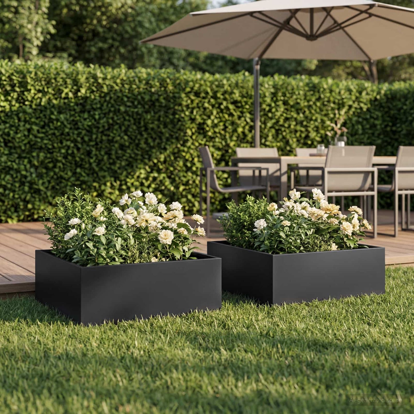 vidaXL Garden Planter 2 pcs Black 60 x 60 x 20 cm Cold-rolled Steel 1