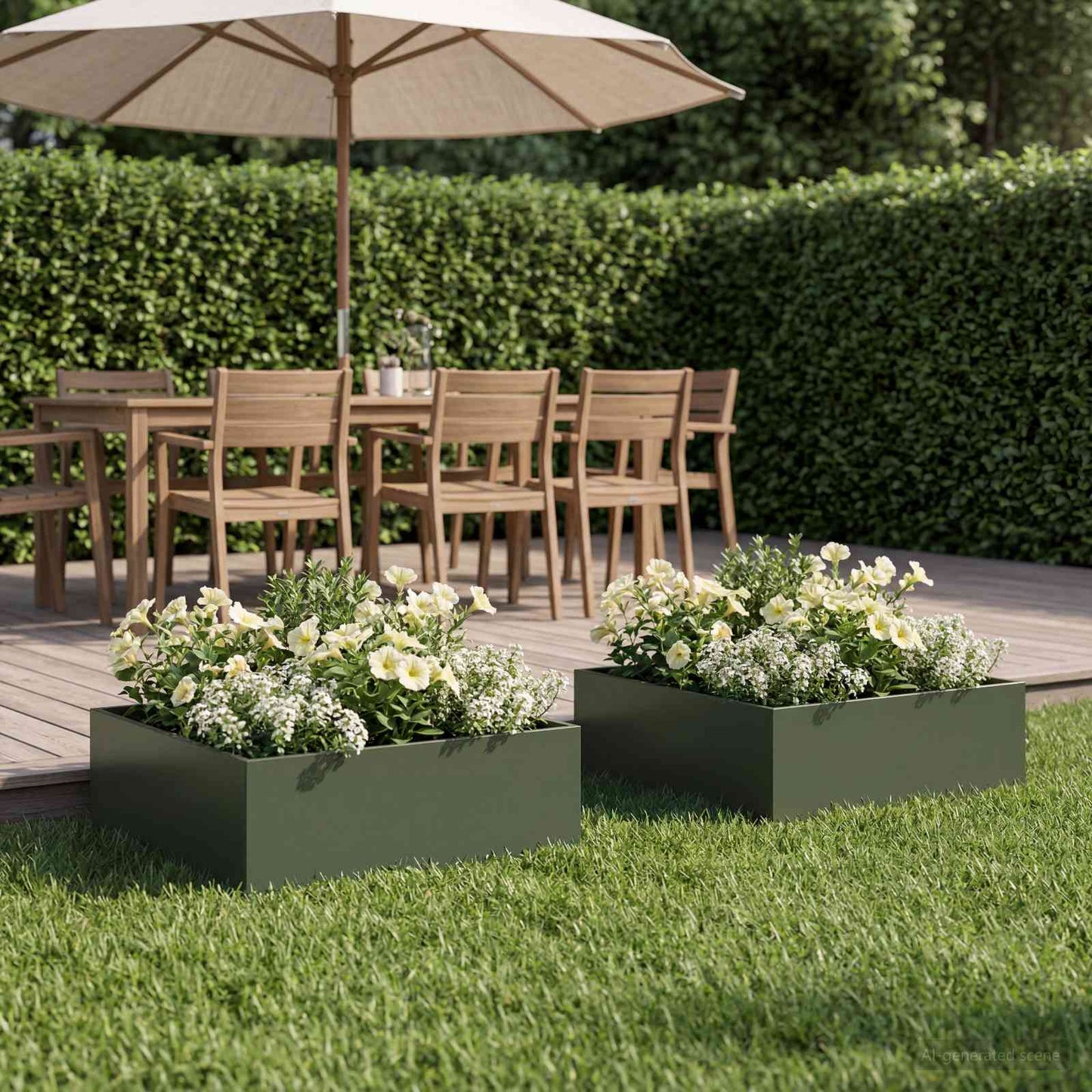 vidaXL Garden Planter 2 pcs Olive Green 60 x 60 x 20 cm 1