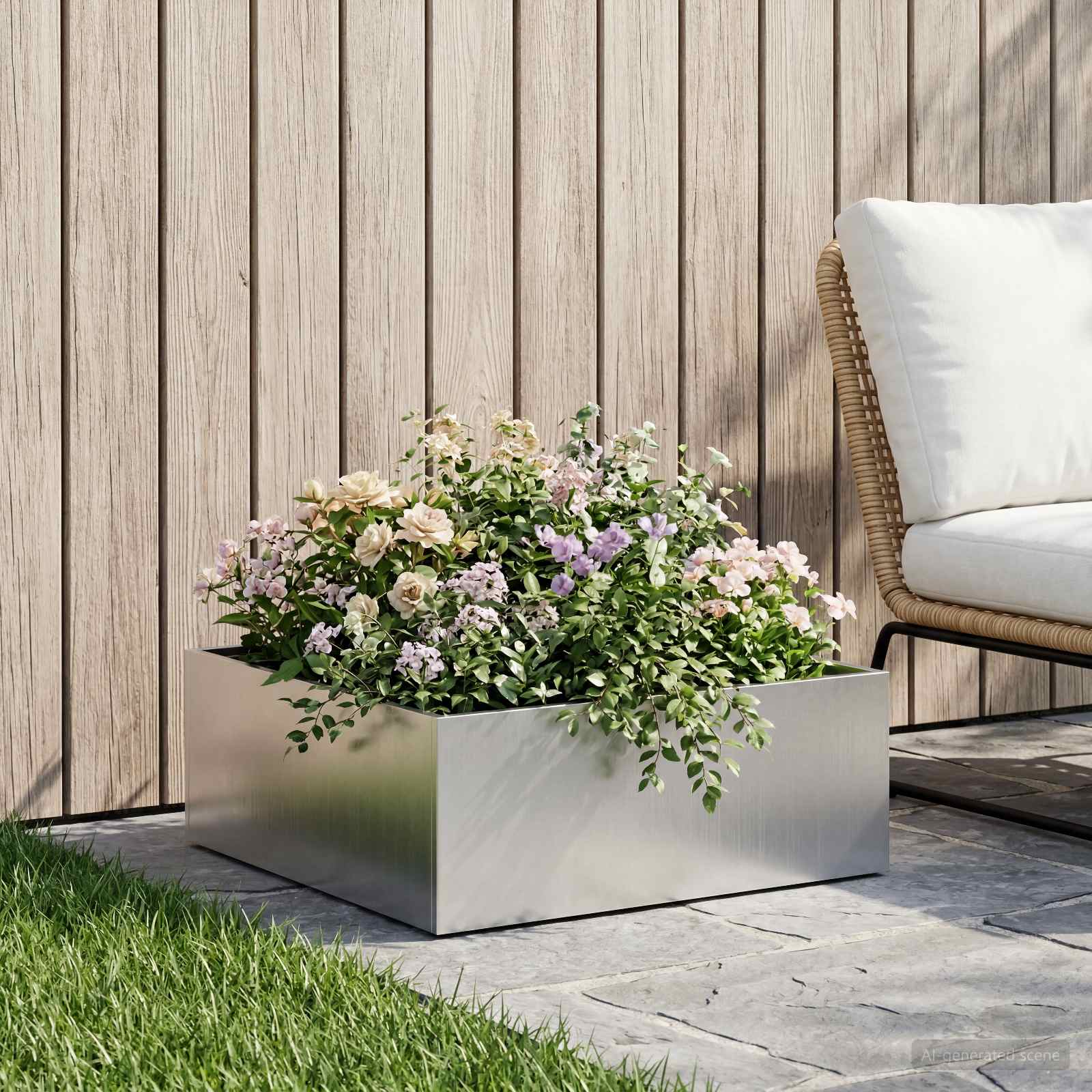 vidaXL Garden Planter Silver 60 x 60 x 20 cm Stainless Steel 1