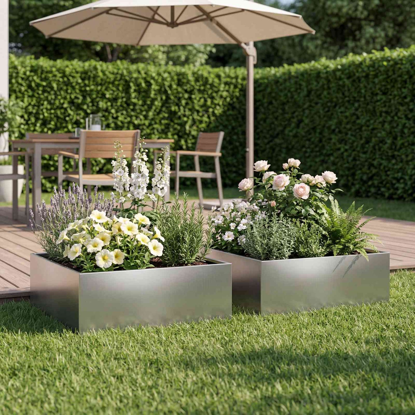 vidaXL Garden Planter 2 pcs Silver 60 x 60 x 20 cm Galvanised Steel 1