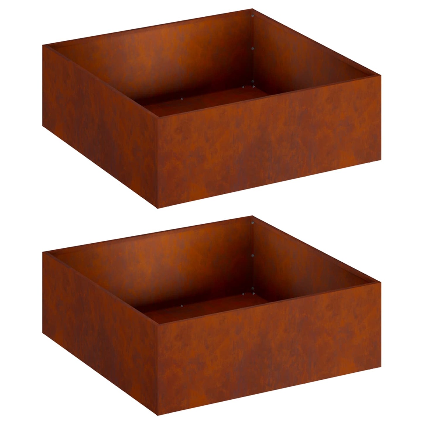 vidaXL Garden Planter 2 pcs Rusty 60 x 60 x 20 cm Weathering Steel 2