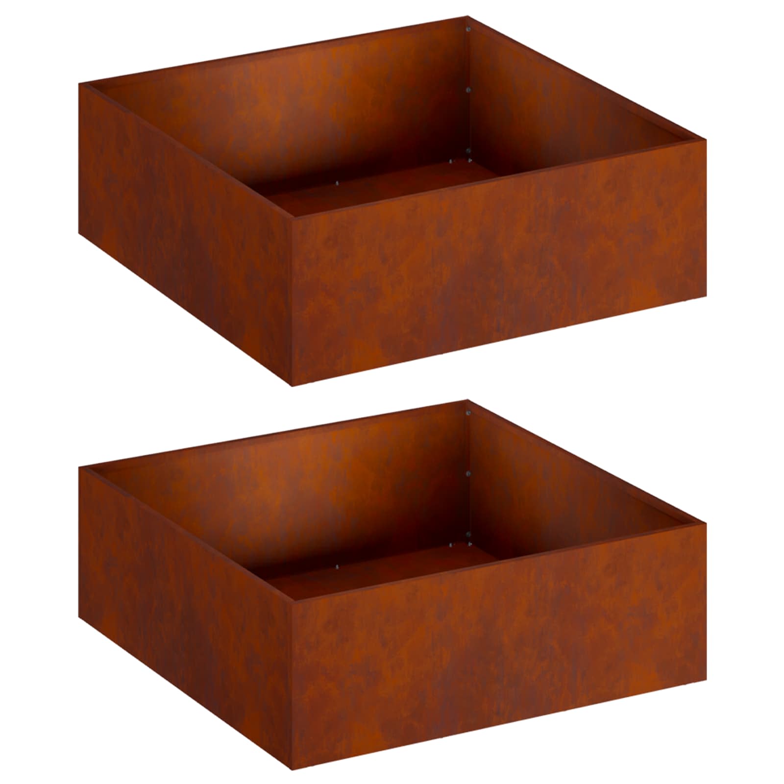 vidaXL Garden Planter 2 pcs Rusty 60 x 60 x 20 cm Weathering Steel 2