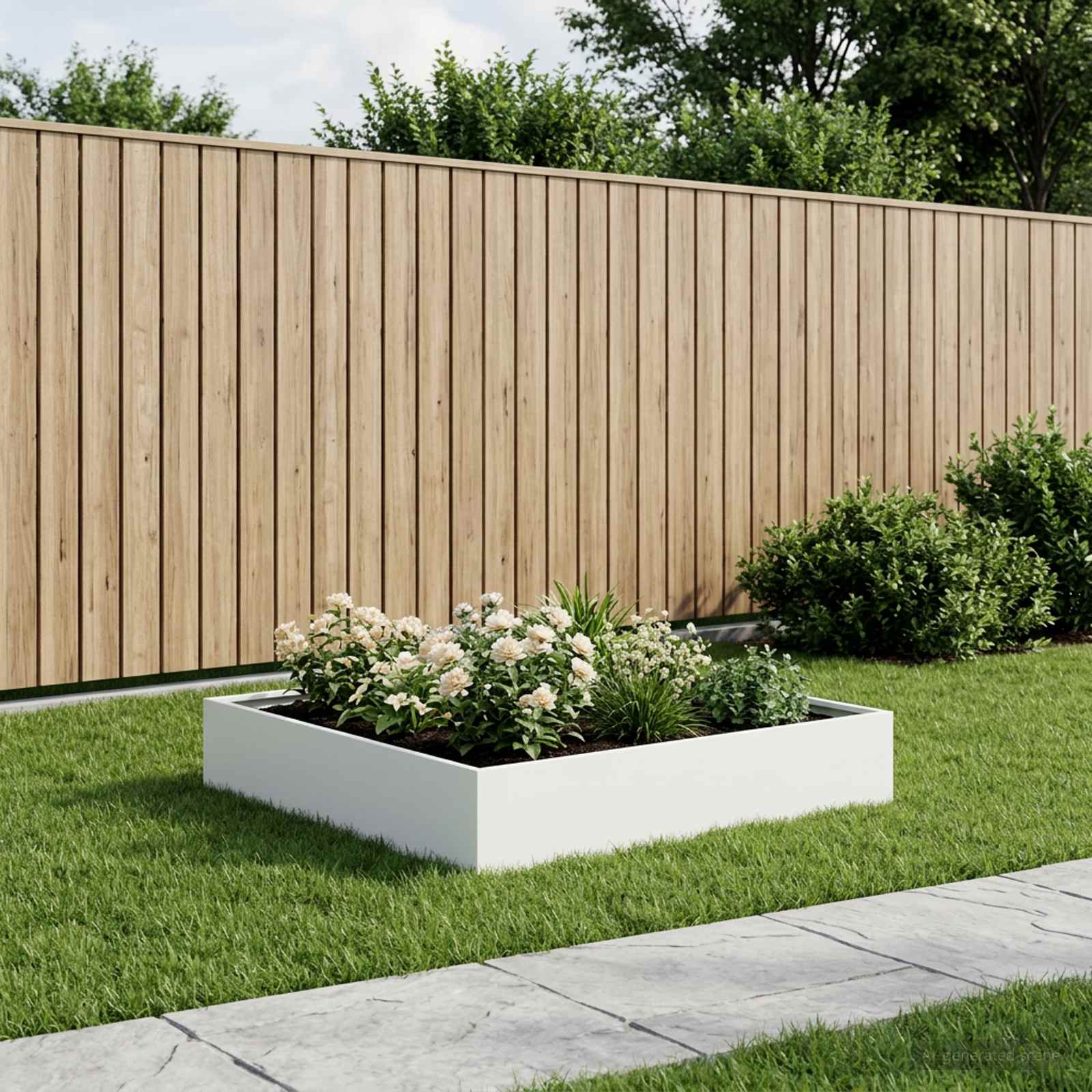 vidaXL Garden Planter White 80 x 80 x 20 cm Cold-rolled Steel 1