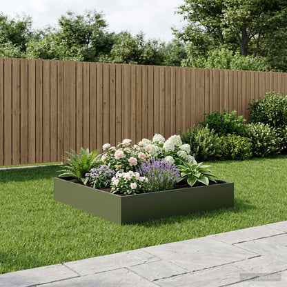 vidaXL Garden Planter Olive Green 80 x 80 x 20 cm Cold-rolled Steel 1