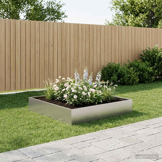 Garden Planter Silver Galvanised Steel Height