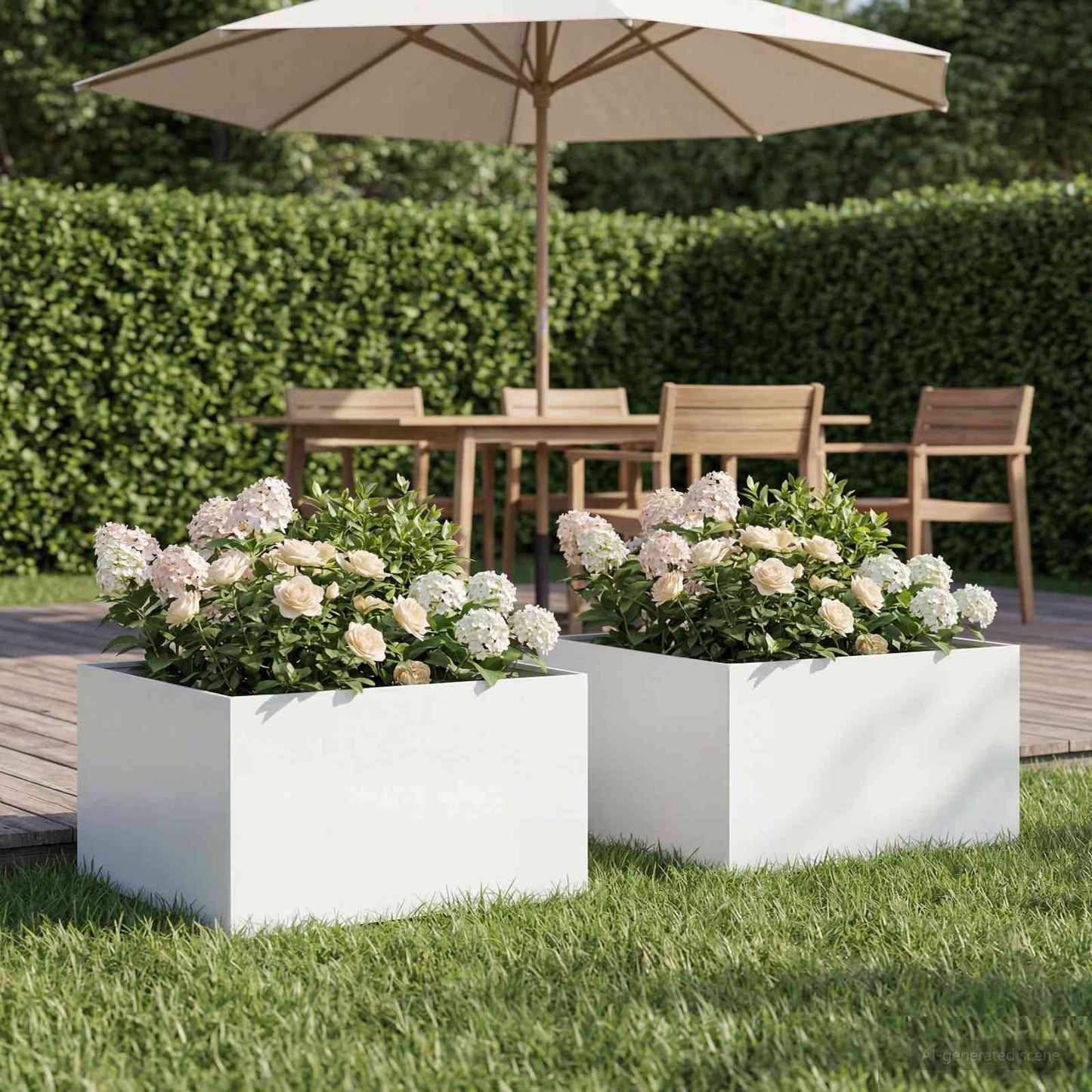 vidaXL Garden Planter 2 pcs White 40 x 40 x 30 cm Cold-rolled Steel 1