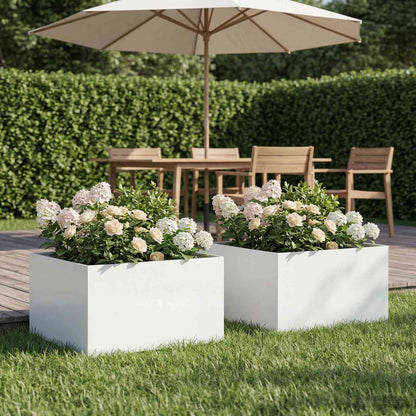 vidaXL Garden Planter 2 pcs White 40 x 40 x 30 cm Cold-rolled Steel 1