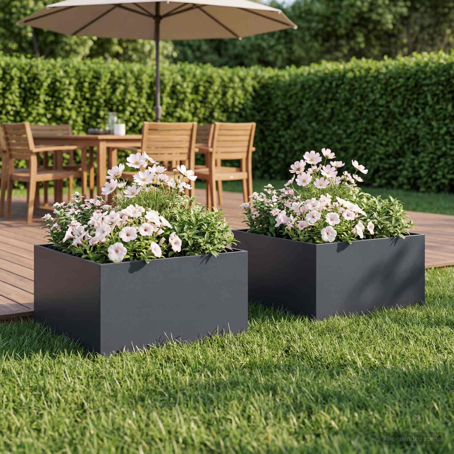 vidaXL Garden Planter 2 pcs Anthracite 40 x 40 x 30 cm 1