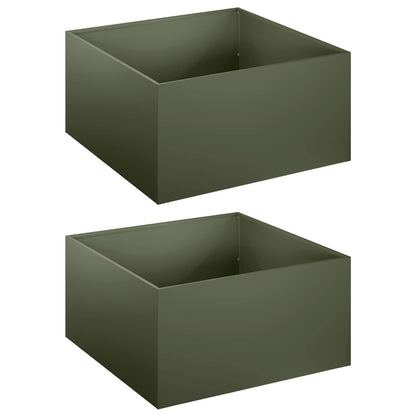 vidaXL Garden Planter 2 pcs Olive Green 40 x 40 x 30 cm 2