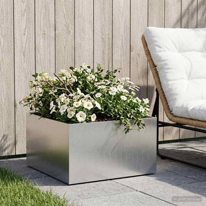 vidaXL Garden Planter Silver 40 x 40 x 30 cm Stainless Steel 1