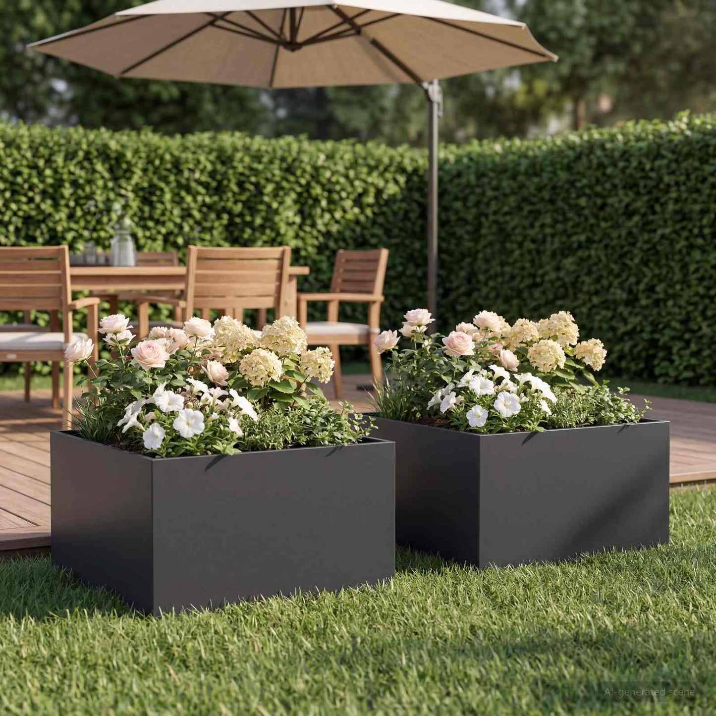vidaXL Garden Planter 2 pcs Black 60 x 60 x 30 cm Cold-rolled Steel 1
