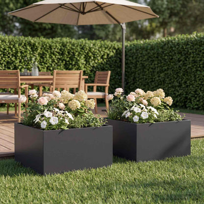 vidaXL Garden Planter 2 pcs Black 60 x 60 x 30 cm Cold-rolled Steel 1