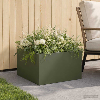 vidaXL Garden Planter Olive Green 60 x 60 x 30 cm Cold-rolled Steel 1