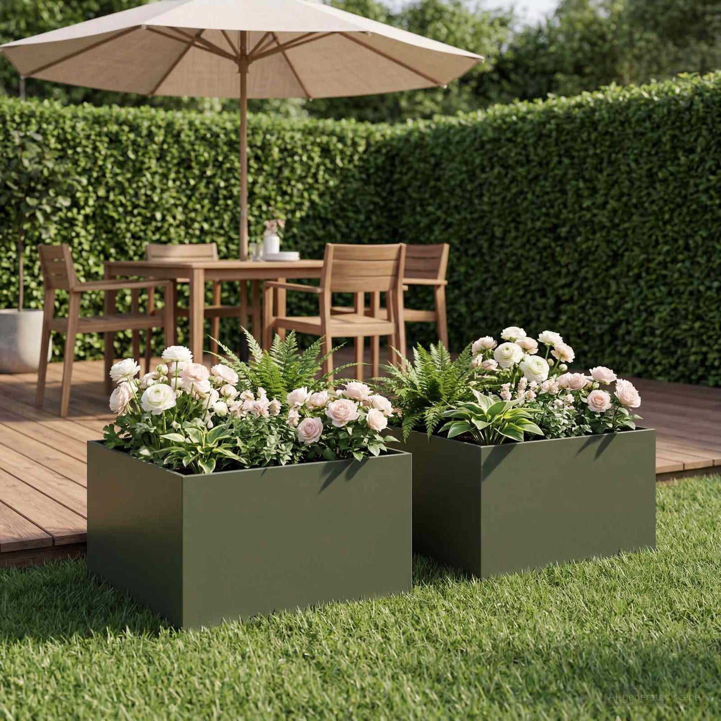 vidaXL Garden Planter 2 pcs Olive Green 60 x 60 x 30 cm 1