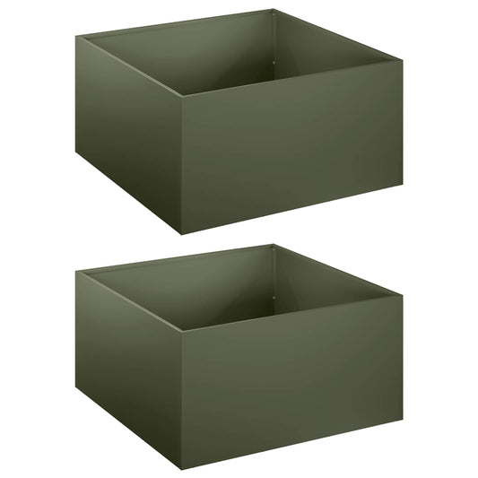 vidaXL Garden Planter 2 pcs Olive Green 60 x 60 x 30 cm 2