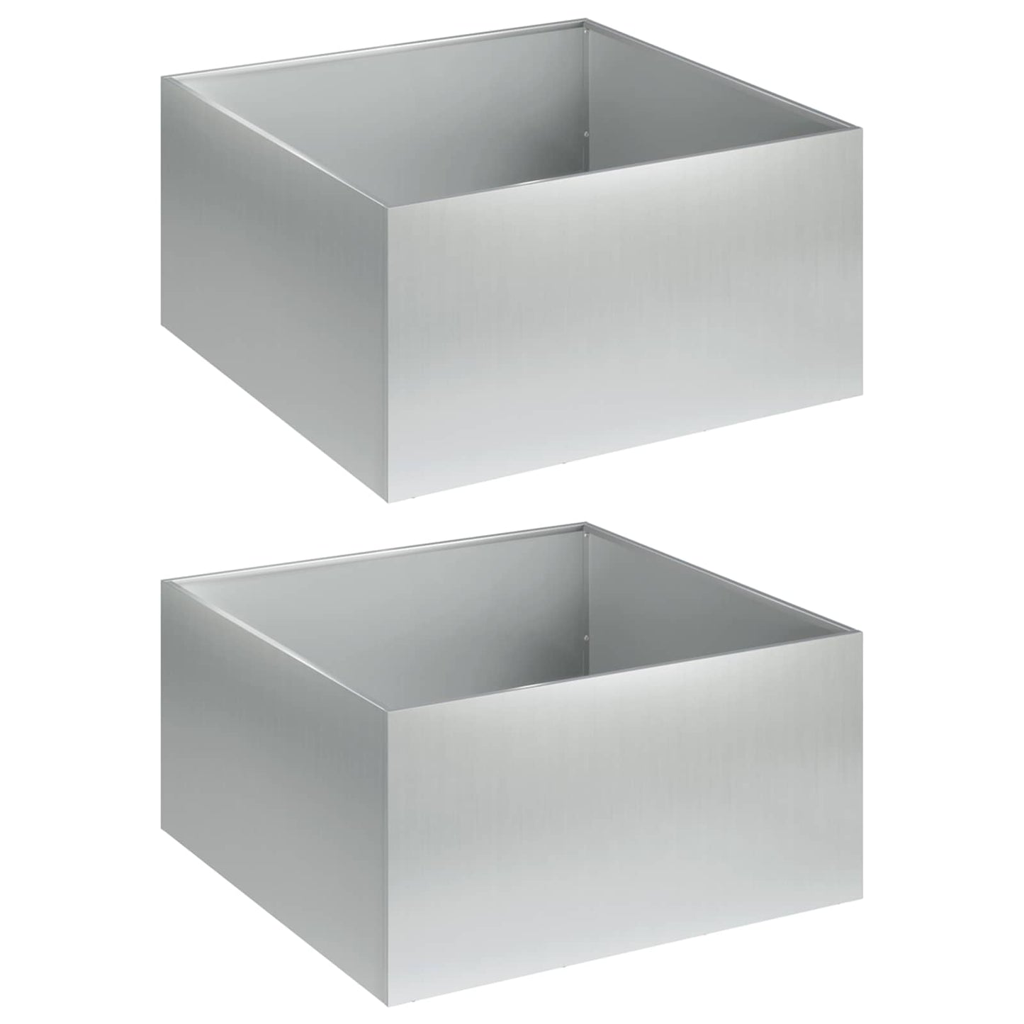vidaXL Garden Planter 2 pcs Silver 60 x 60 x 30 cm Galvanised Steel 2