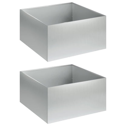 vidaXL Garden Planter 2 pcs Silver 60 x 60 x 30 cm Galvanised Steel 2
