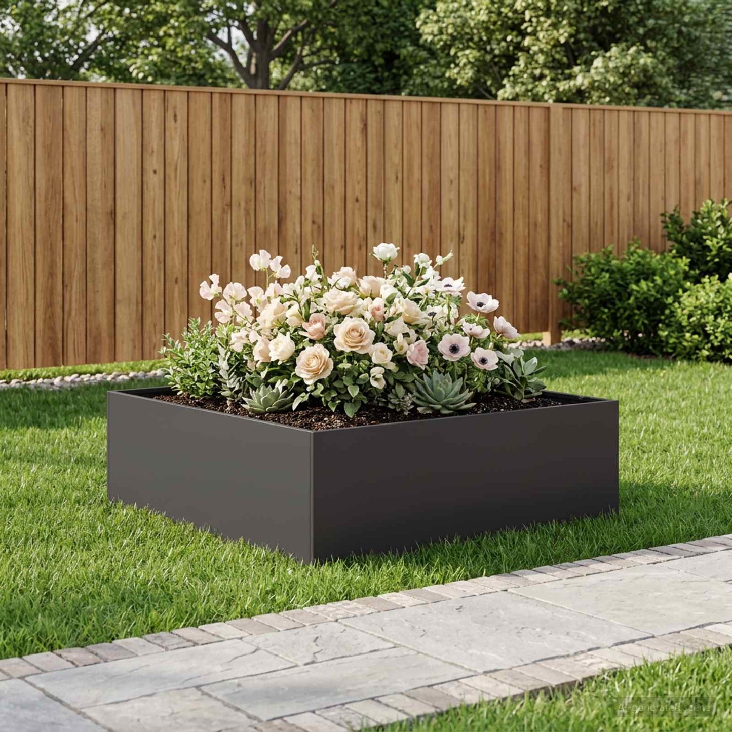 vidaXL Garden Planter Black 80 x 80 x 30 cm Cold-rolled Steel 1