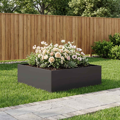 vidaXL Garden Planter Black 80 x 80 x 30 cm Cold-rolled Steel 1