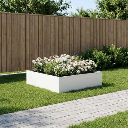 vidaXL Garden Planter White 80 x 80 x 30 cm Cold-rolled Steel 1