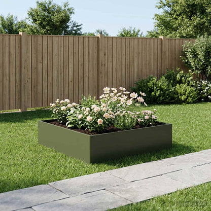 vidaXL Garden Planter Cold-rolled Steel Olive Green Height 30 cm