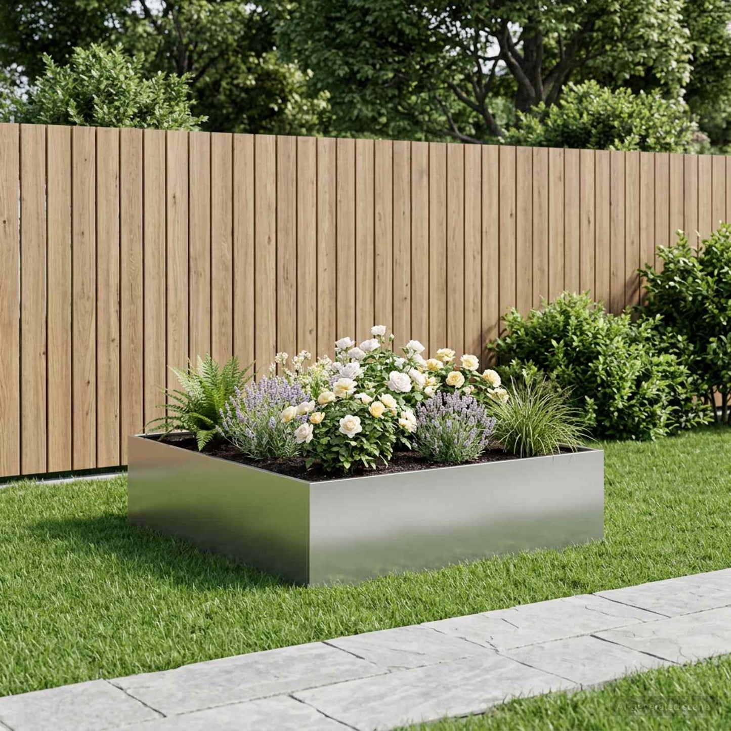 vidaXL Garden Planter Silver 80 x 80 x 30 cm Galvanised Steel 1