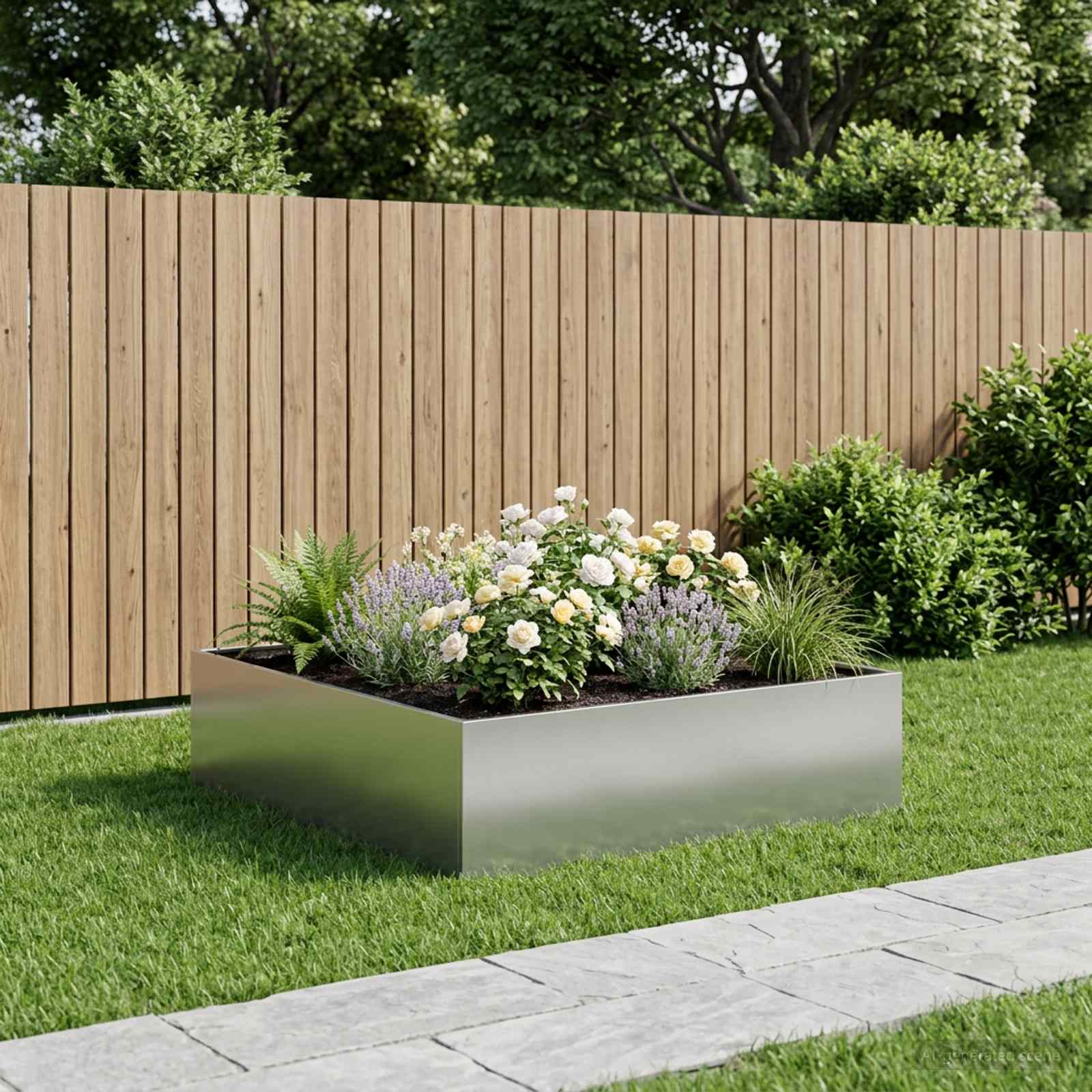 vidaXL Garden Planter Silver 80 x 80 x 30 cm Galvanised Steel 1